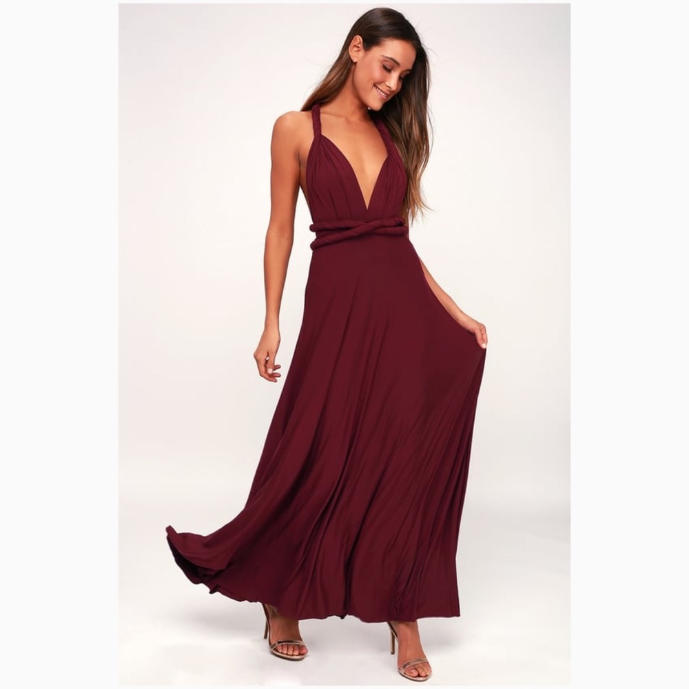 Burgundy Maxi Dress w/ Adjustable Straps